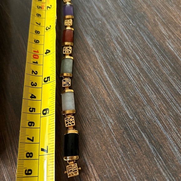 Vintage 60βs multicolored, jade bracelet, set in gold overlay - Picture 3 of 17